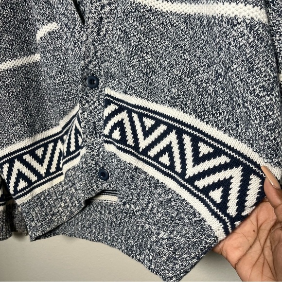 VTG Dockers Men Cardigan Sweater Large Preppy‎ Gray Stripe Southwestern Outdoor - Picture 4 of 8